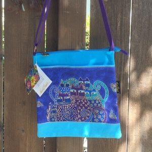 Laurel Burch Blue Cat Crossbody Bag